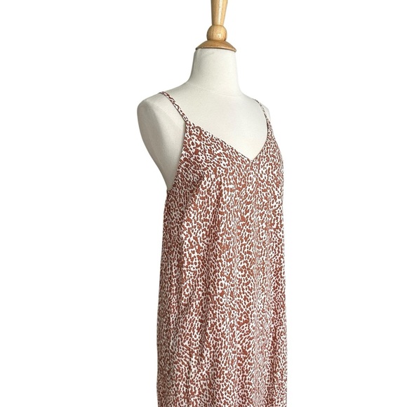 OLD NAVY Tie Back Maxi Slip Dress Brown White Relaxed Minimalist Size Med Tall - Picture 5 of 16
